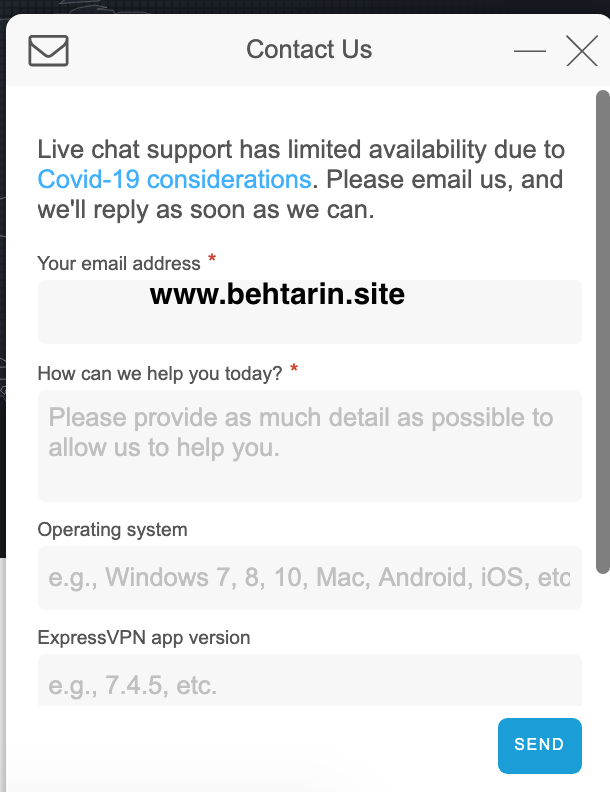 پشتیبانی expressvpn